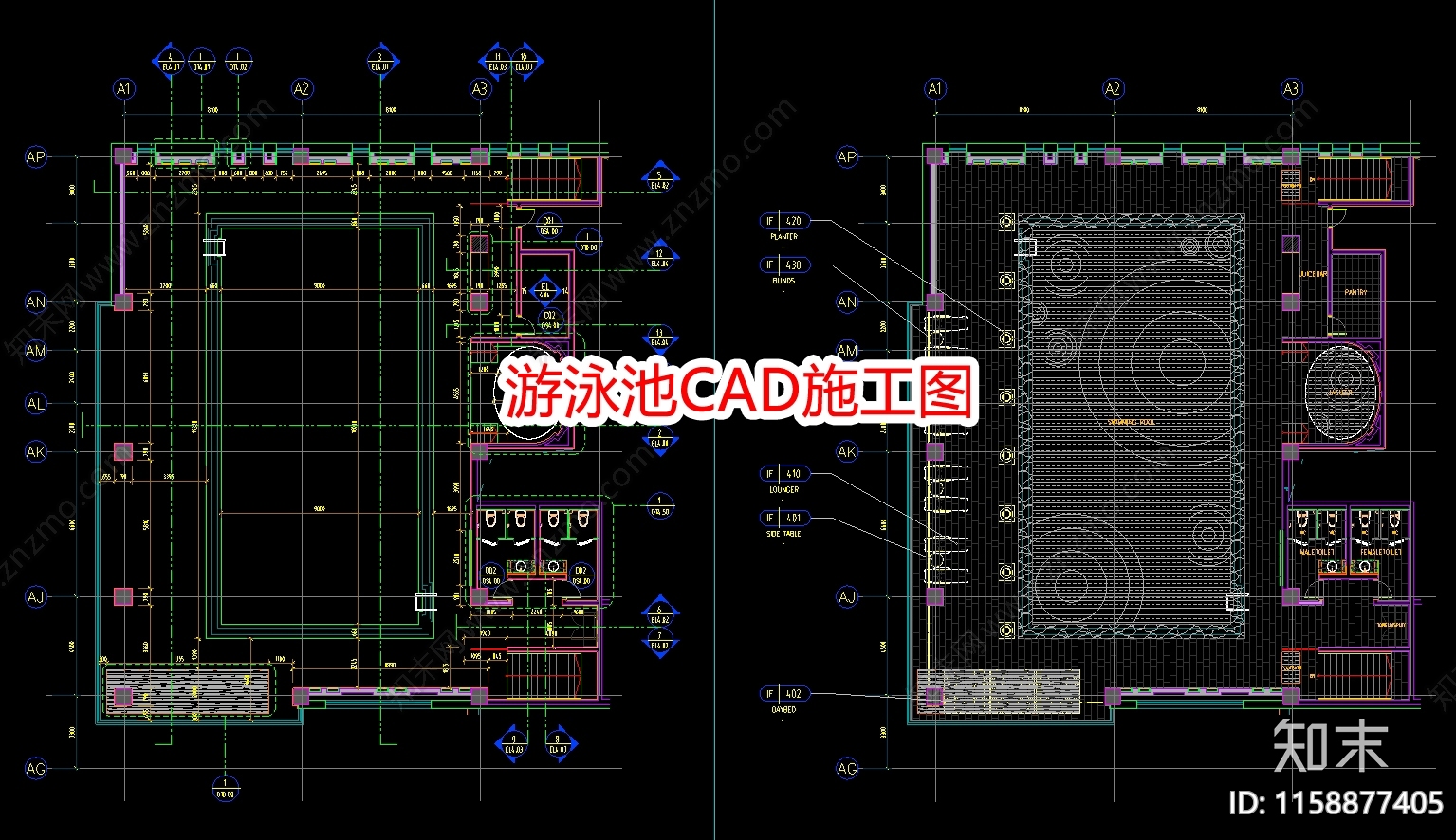 游泳池CAcad施工图下载【ID:1158877405】