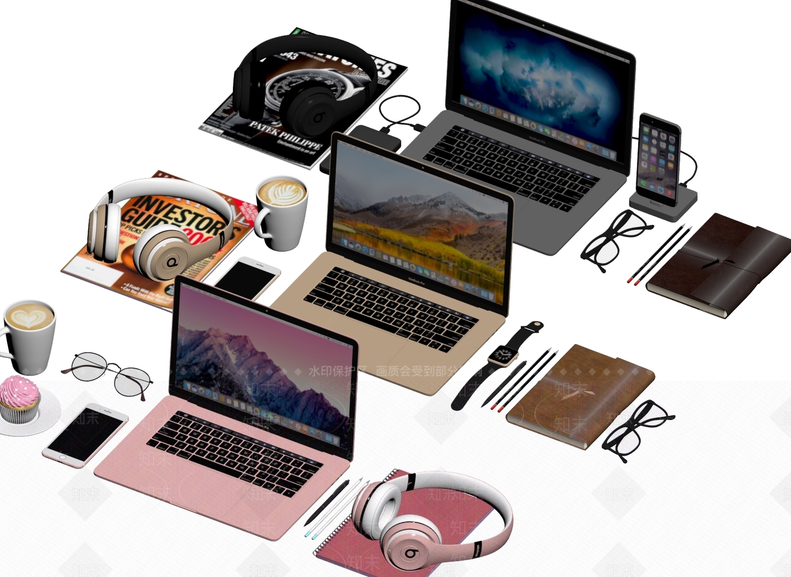 笔记本电脑组合SU模型下载【ID:1158882499】