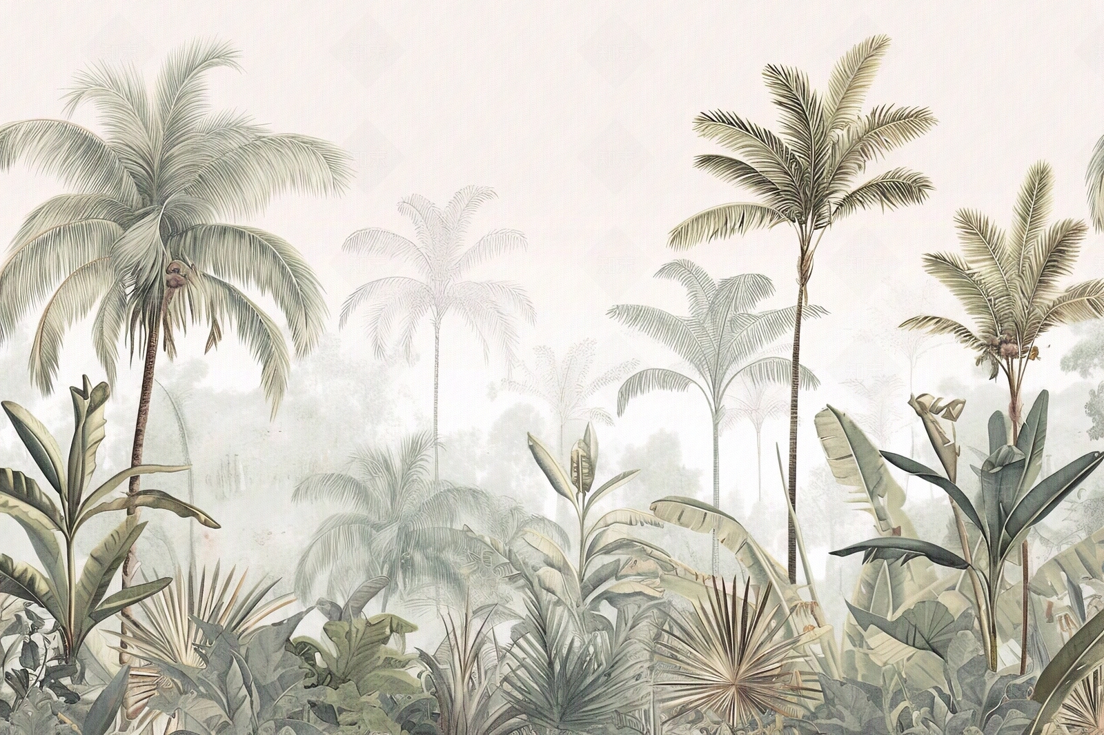 热带雨林文艺植物壁画贴图下载【ID:1158882682】