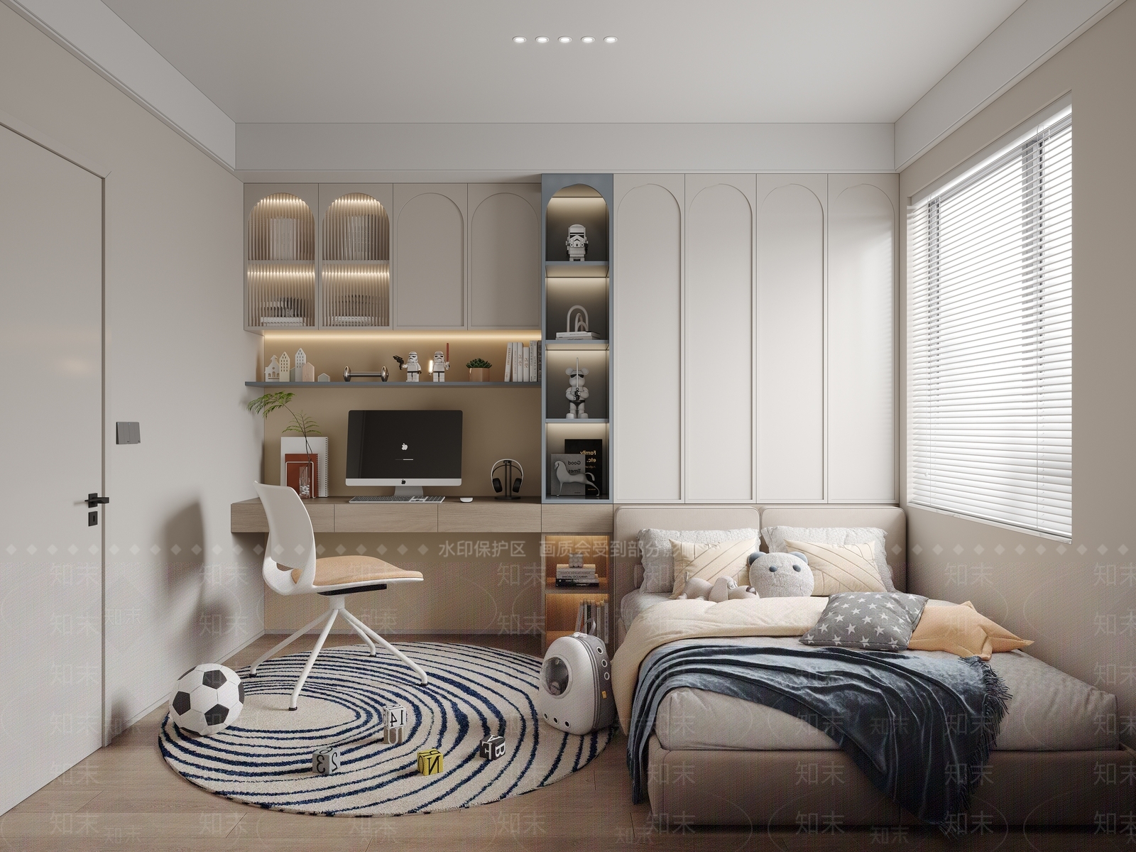 法式榻榻米男孩房3D模型下载【ID:1158883823】