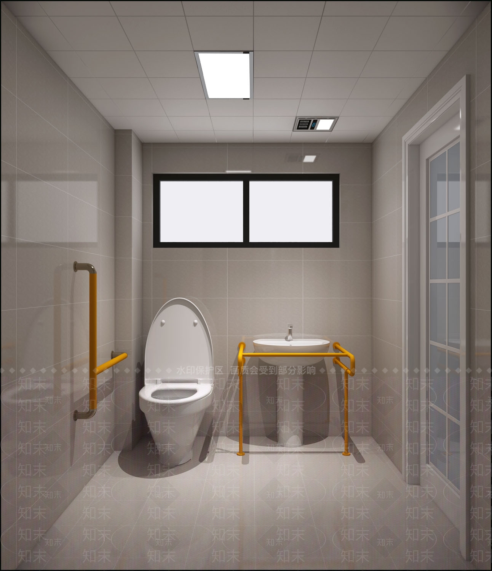 现代无障碍公共卫生间3D模型下载【ID:1158884587】