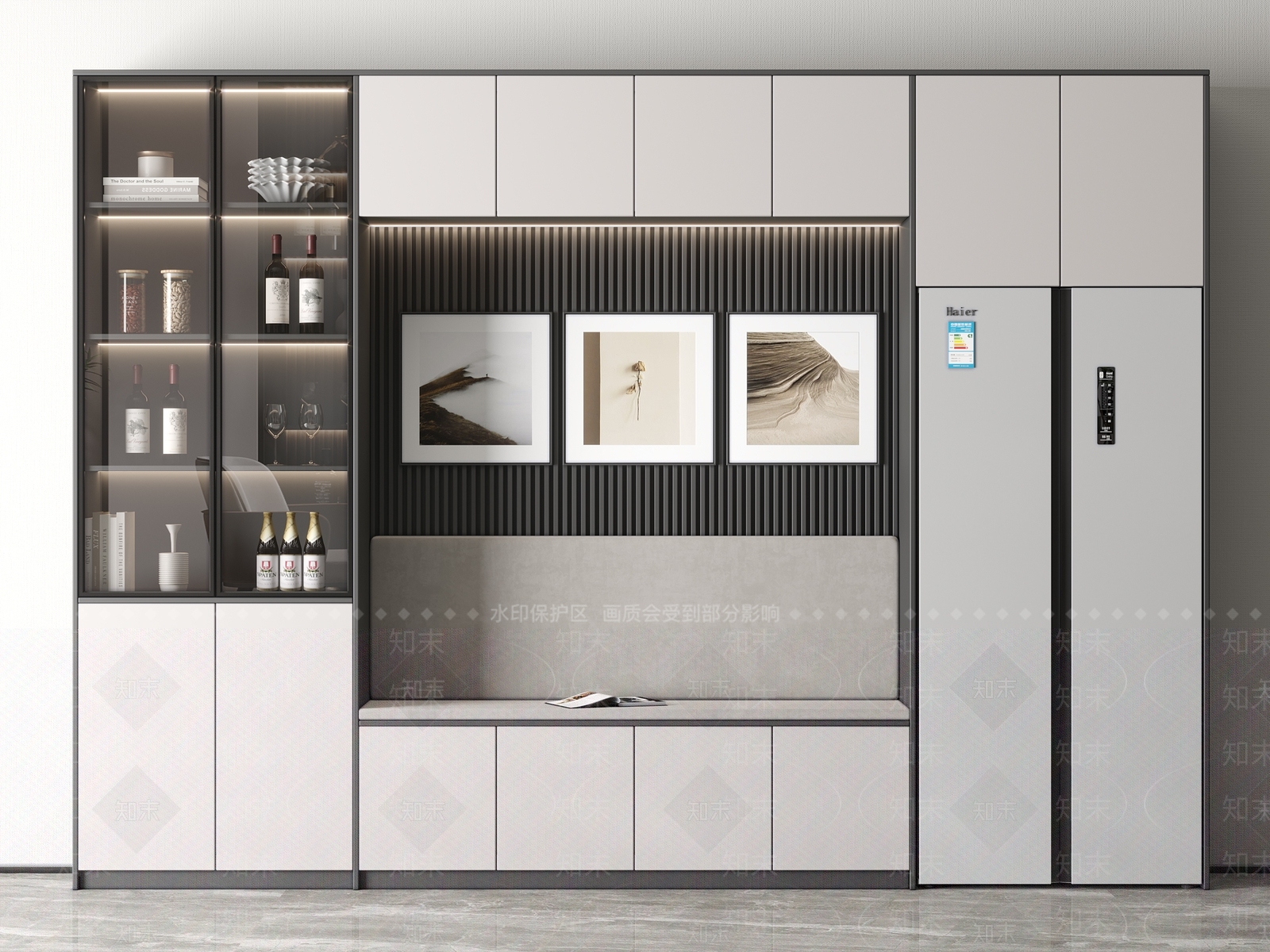 现代卡座酒柜3D模型下载【ID:1158884816】