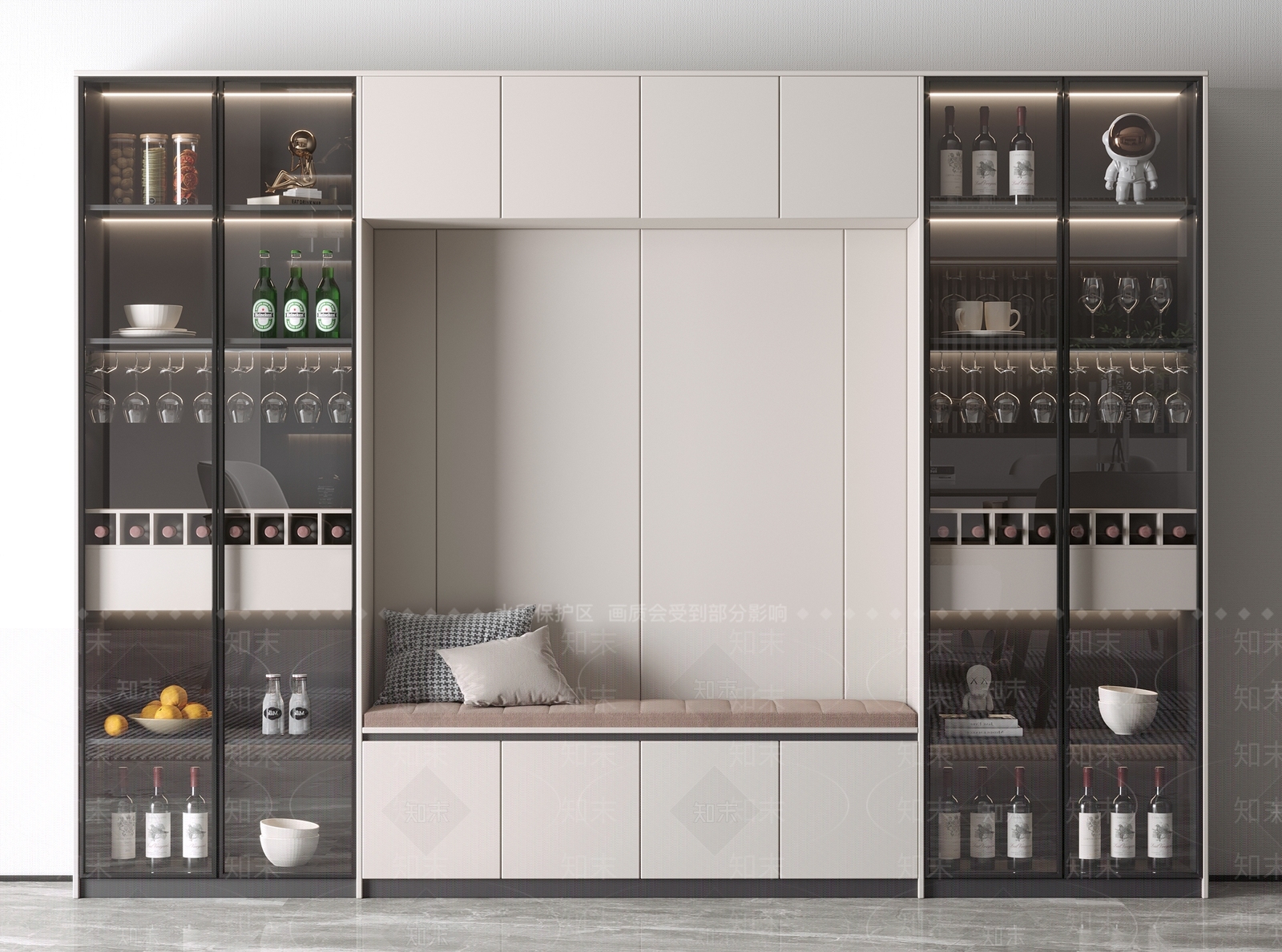 现代卡座酒柜3D模型下载【ID:1158884911】