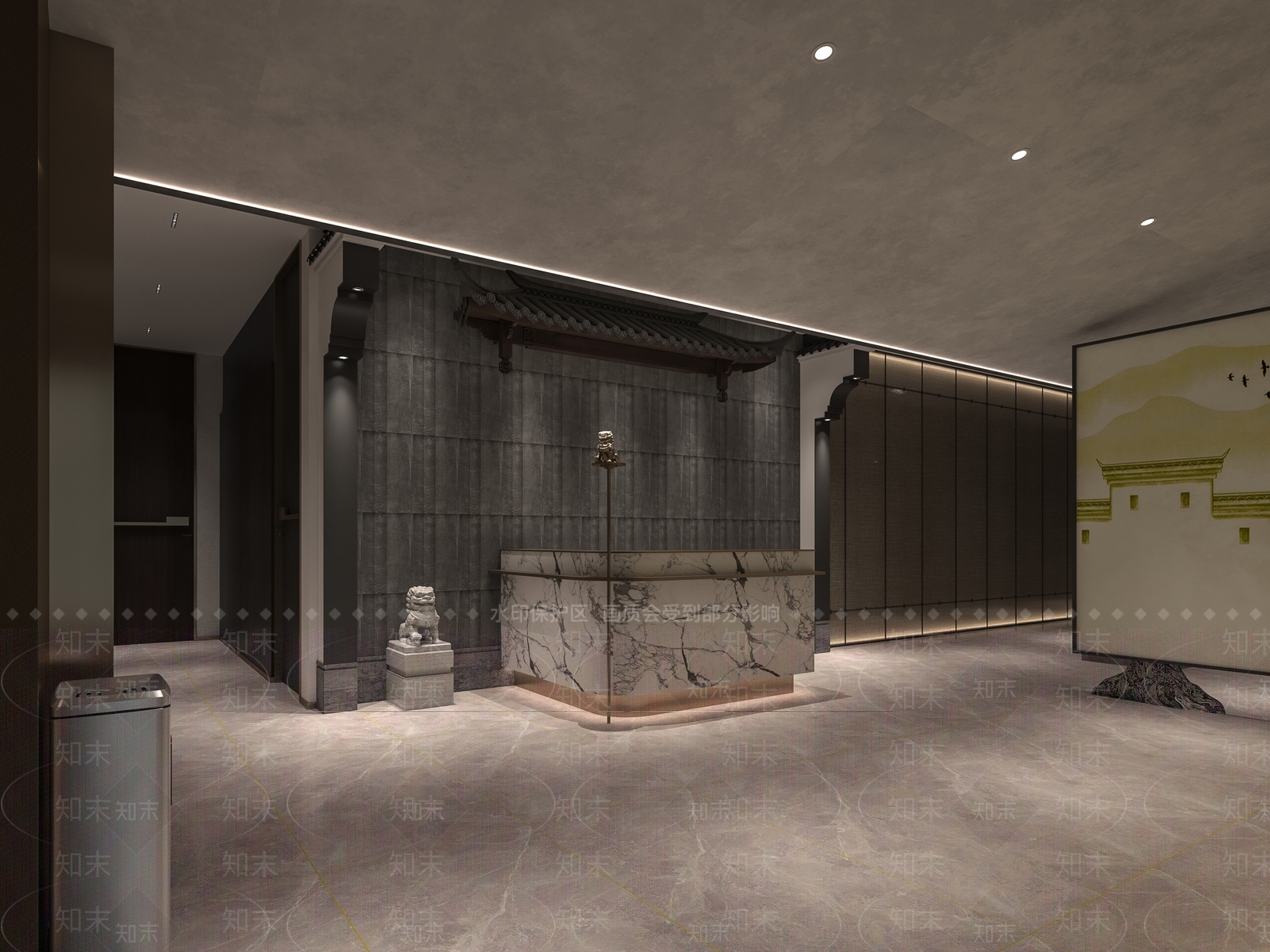 新中式餐厅前台3D模型下载【ID:1158889719】