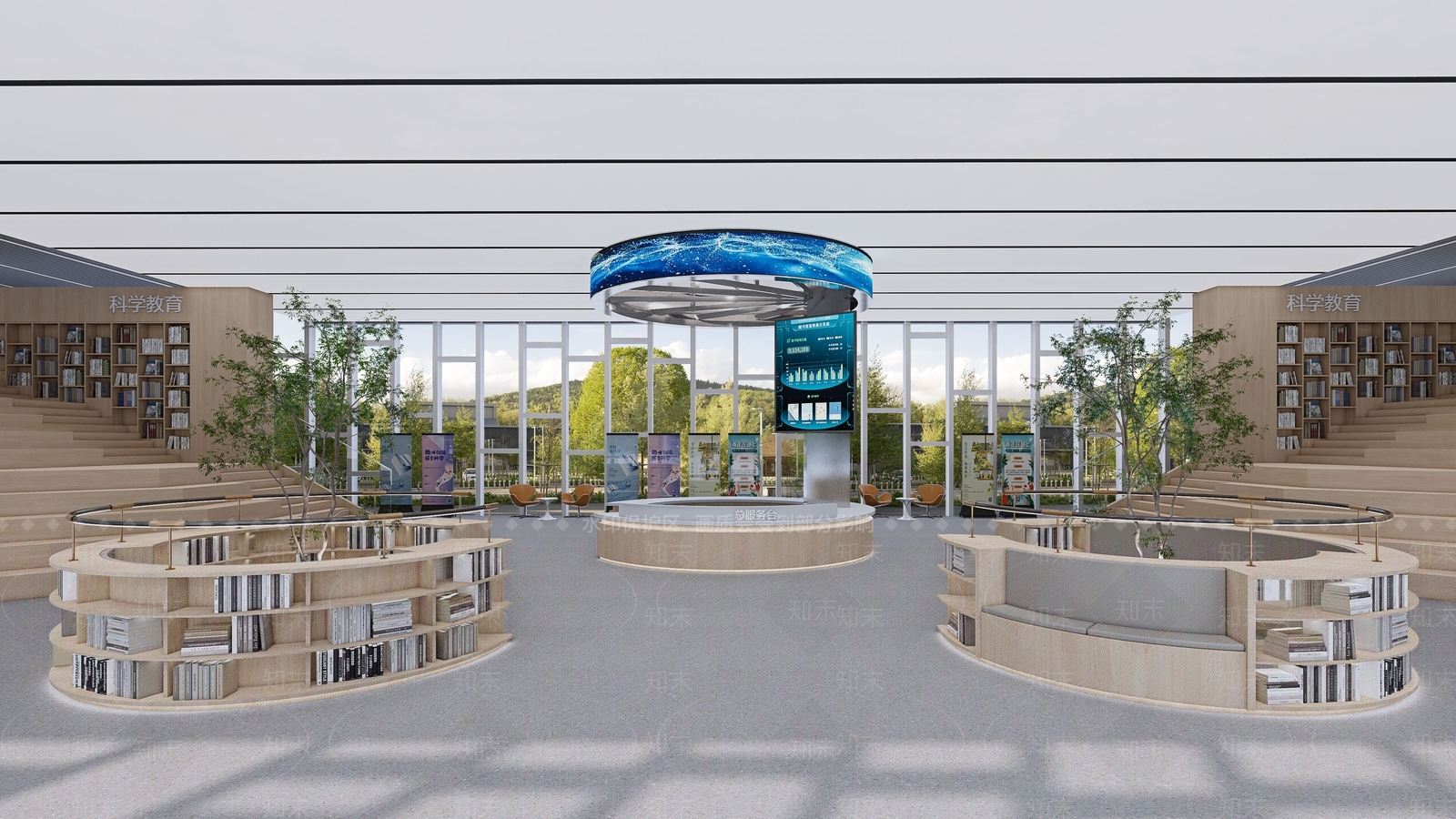 现代图书馆内部大堂SU模型下载【ID:1158891630】