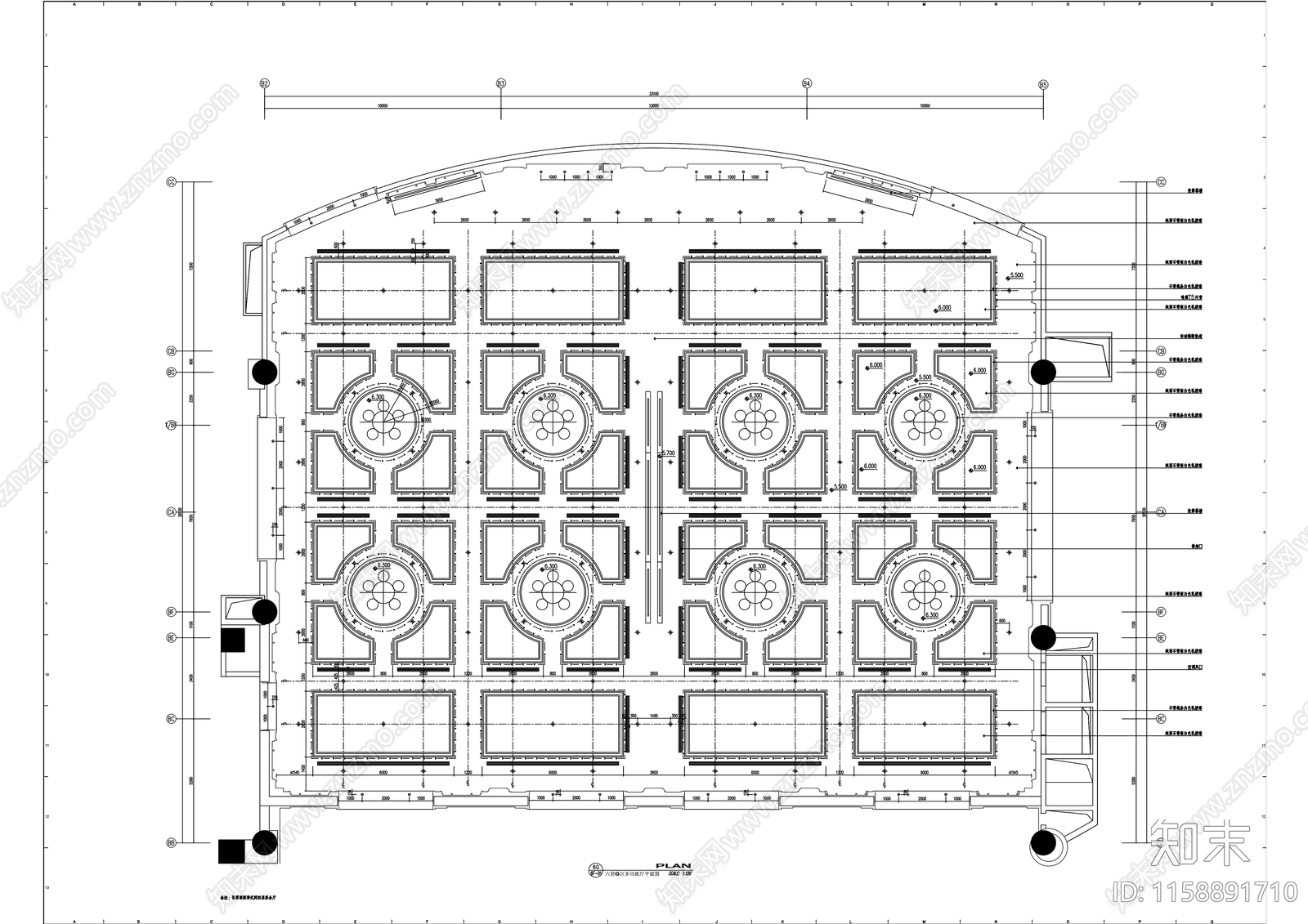 现代多功能厅报告厅室内精装修cad施工图下载【ID:1158891710】