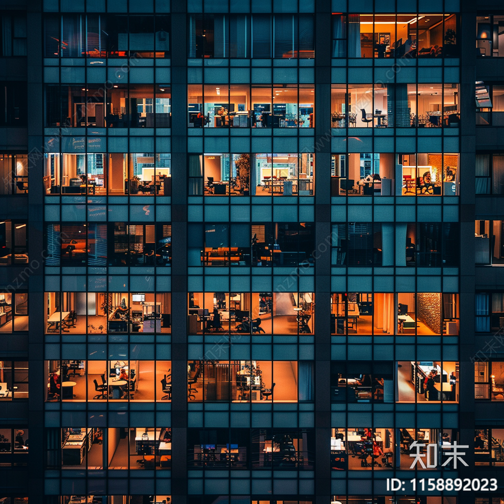 夜晚建筑立面窗户贴图下载【ID:1158892023】