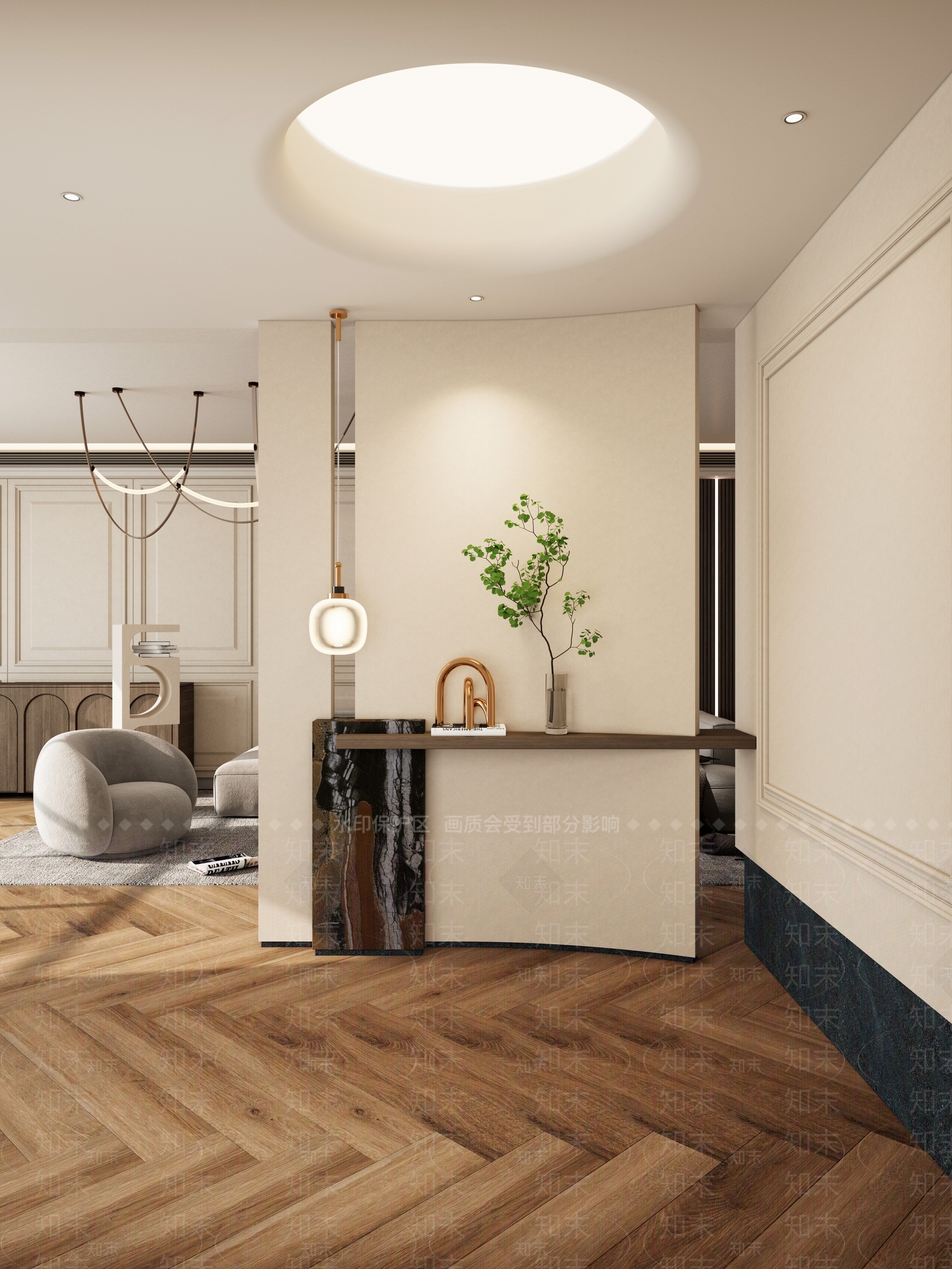 现代端景条案3D模型下载【ID:1158894176】
