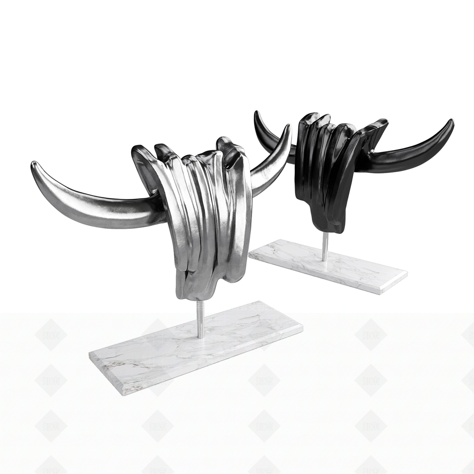 现代牛头雕塑摆件SU模型下载【ID:1158895203】