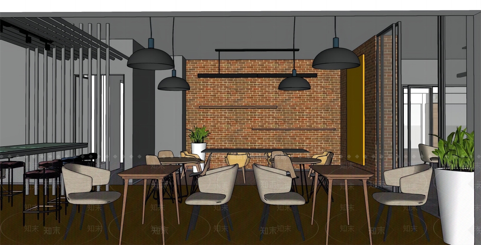 现代办公室休闲区SU模型下载【ID:1158896058】
