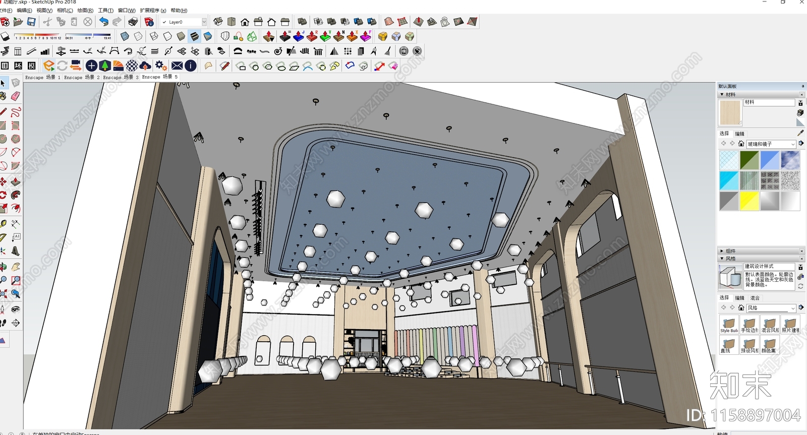 现代幼儿园多功能厅SU模型下载【ID:1158897004】