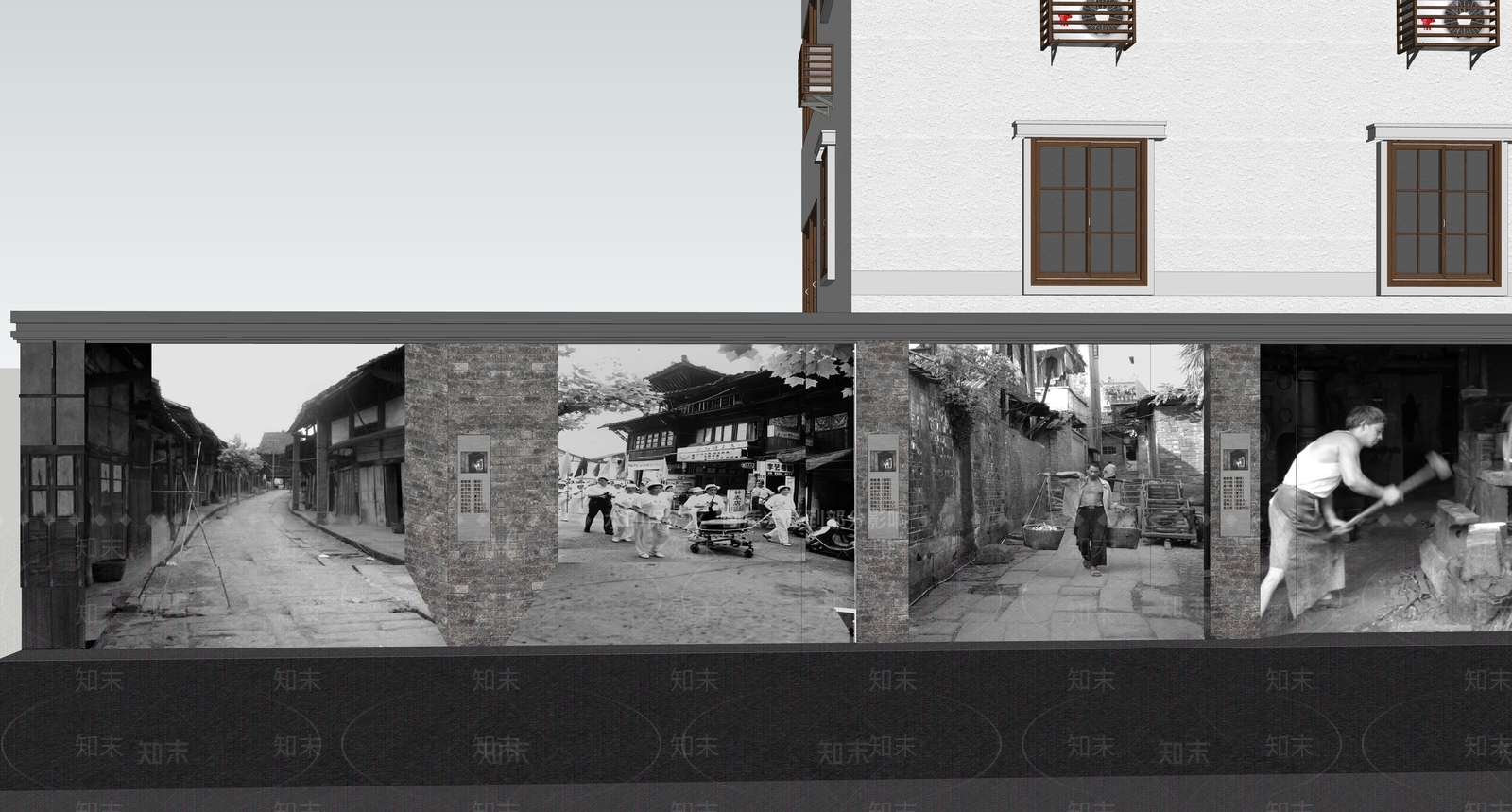 中式文化景墙SU模型下载【ID:1158897840】