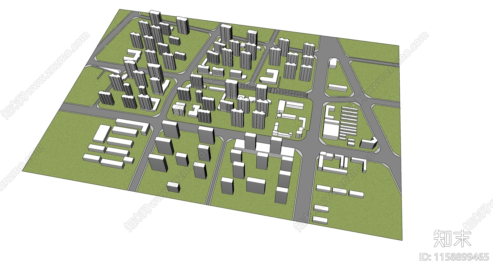 现代城市简模规划SU模型下载【ID:1158899465】