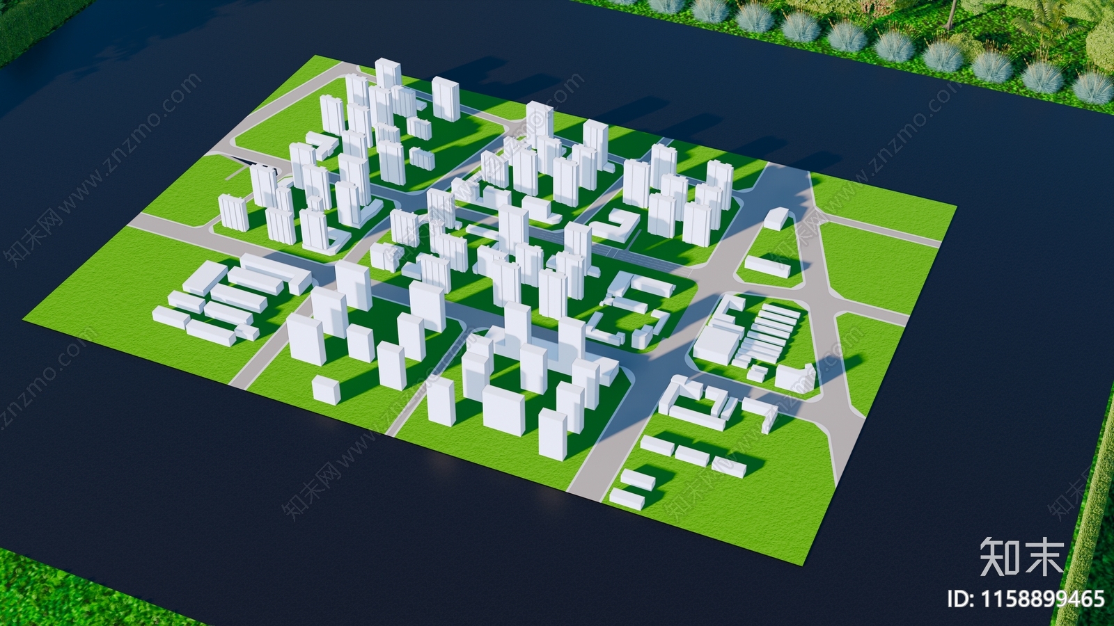 现代城市简模规划SU模型下载【ID:1158899465】