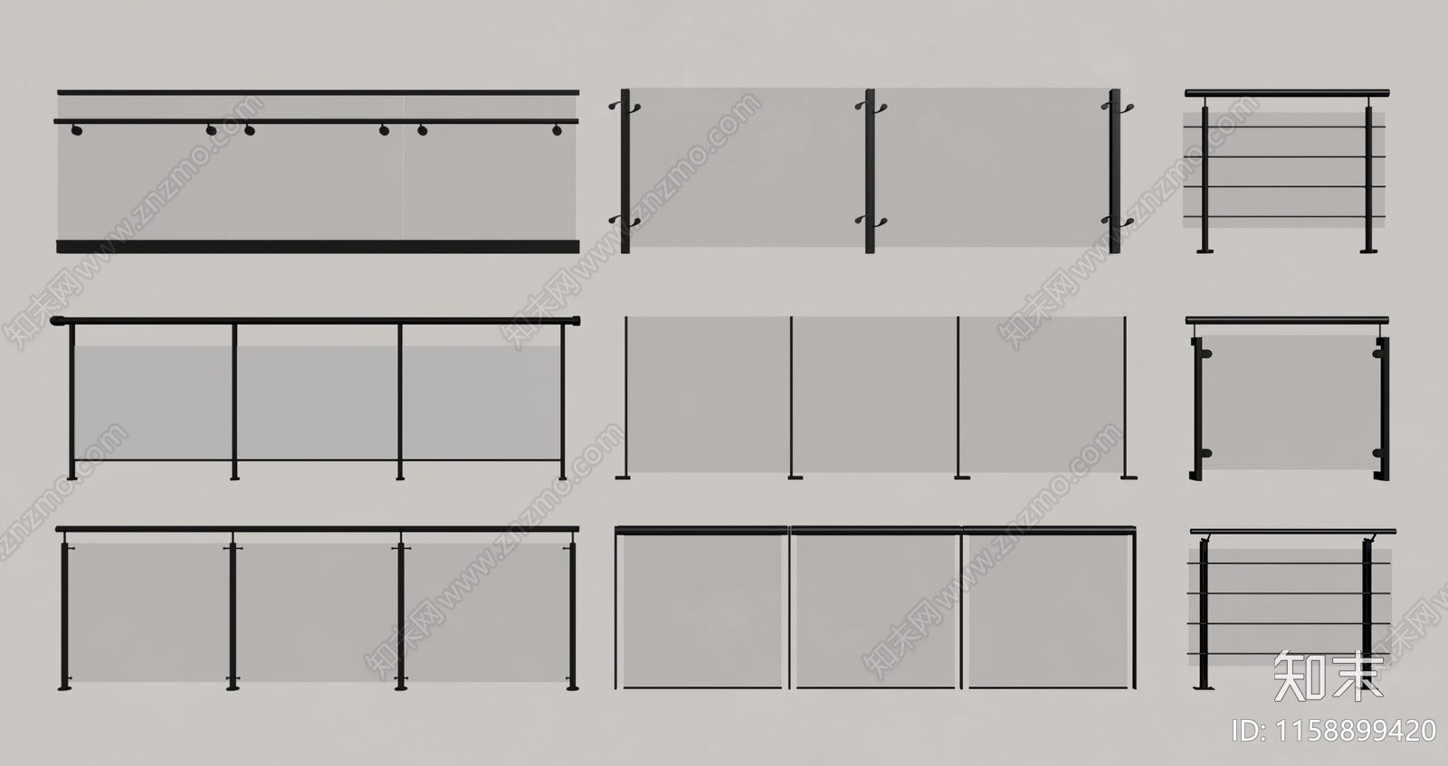 现代玻璃栏杆SU模型下载【ID:1158899420】