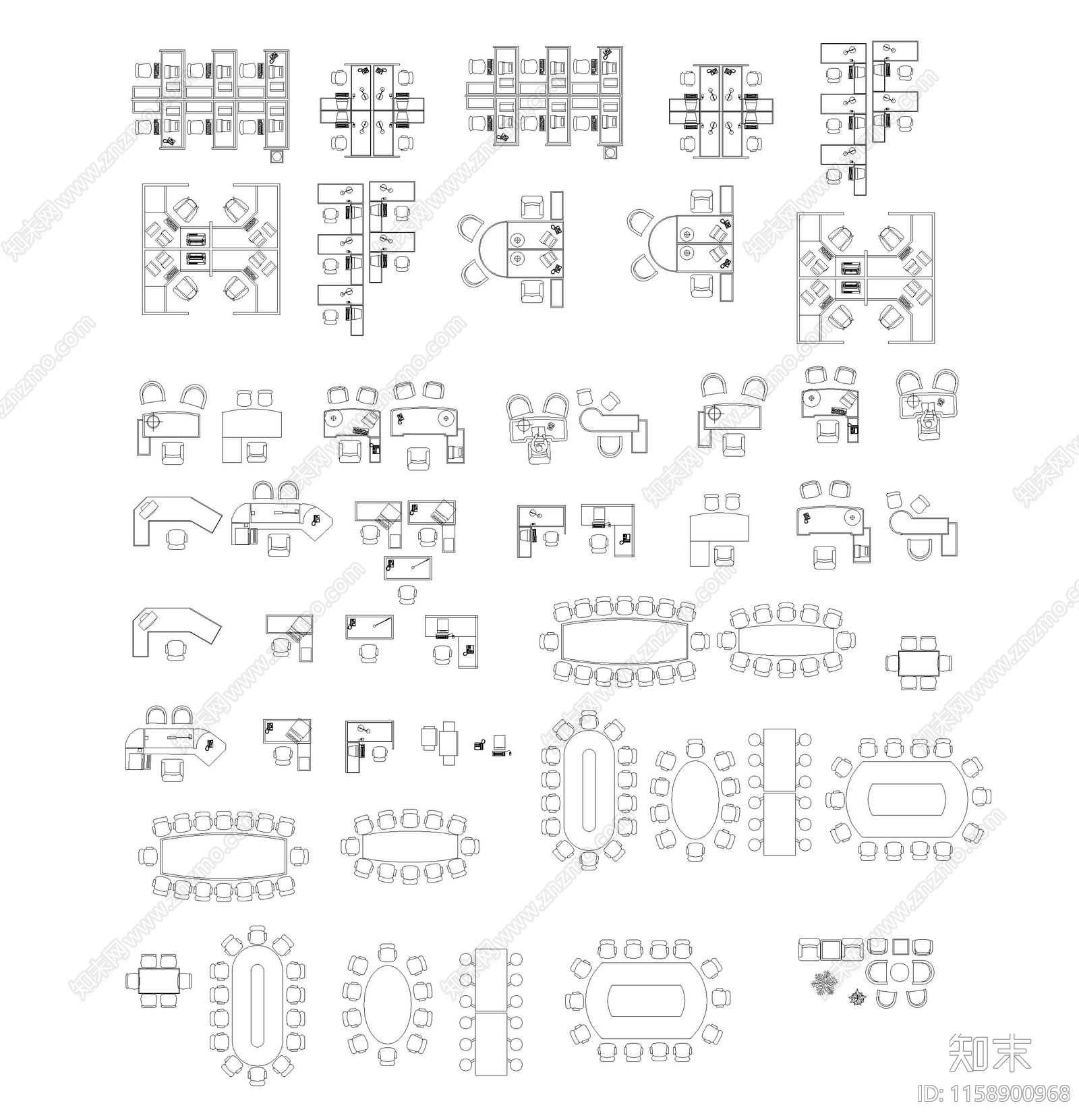 办公桌椅cad施工图下载【ID:1158900968】