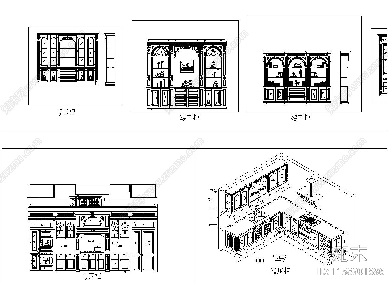 柜体家具cad施工图下载【ID:1158901896】