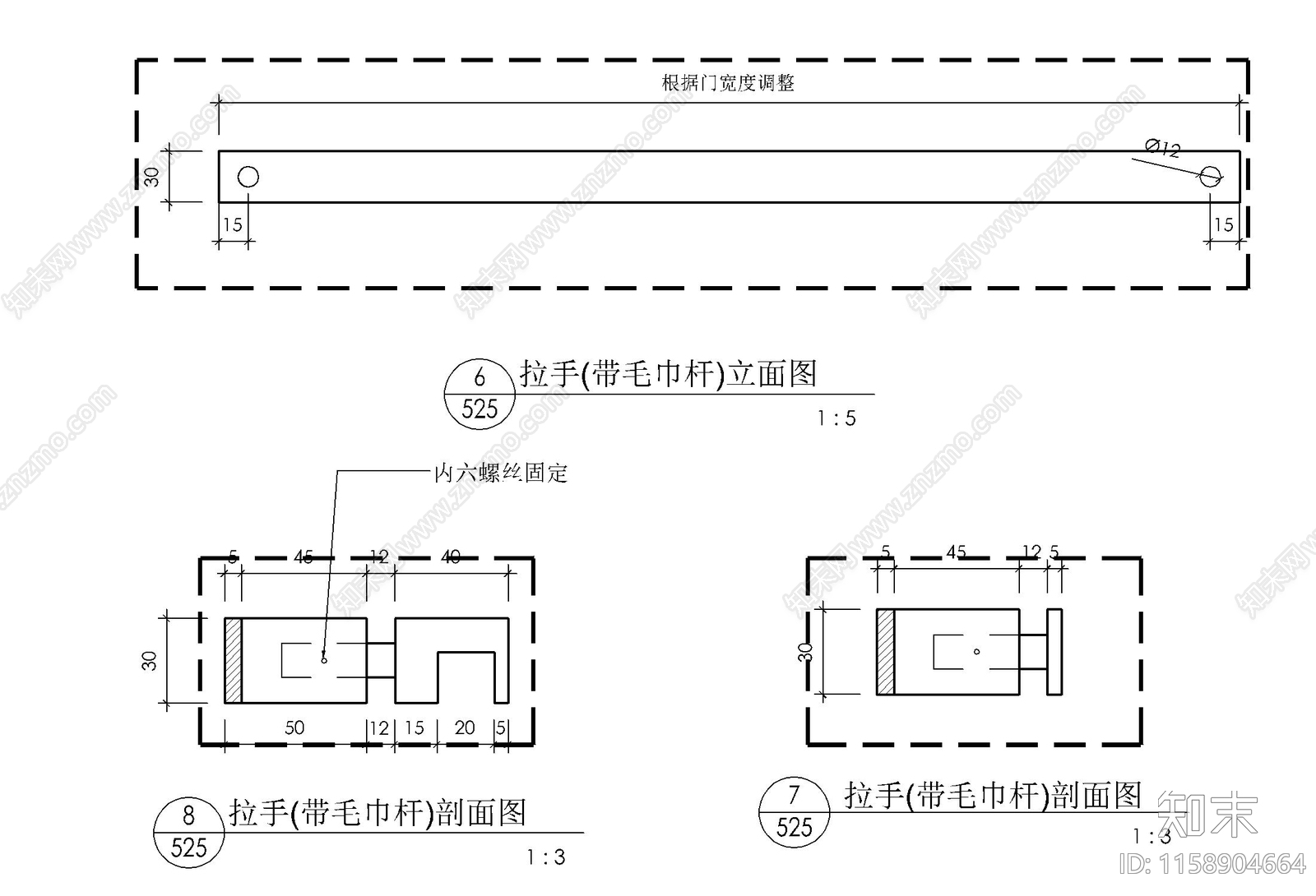 淋浴房玻璃隔断玻璃门施工详图cad施工图下载【ID:1158904664】