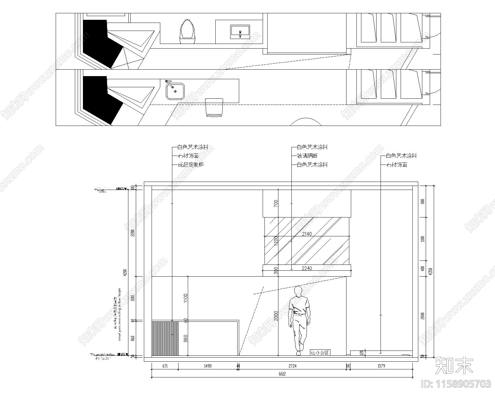 现代办公室cad施工图下载【ID:1158905703】