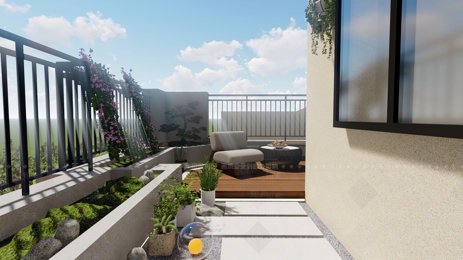 现代屋顶花园SU模型下载【ID:1158906687】