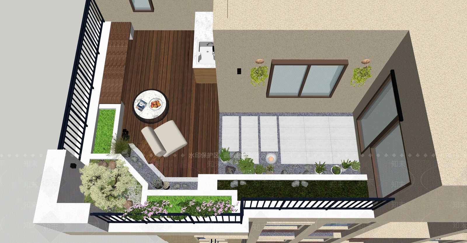 现代屋顶花园SU模型下载【ID:1158906687】