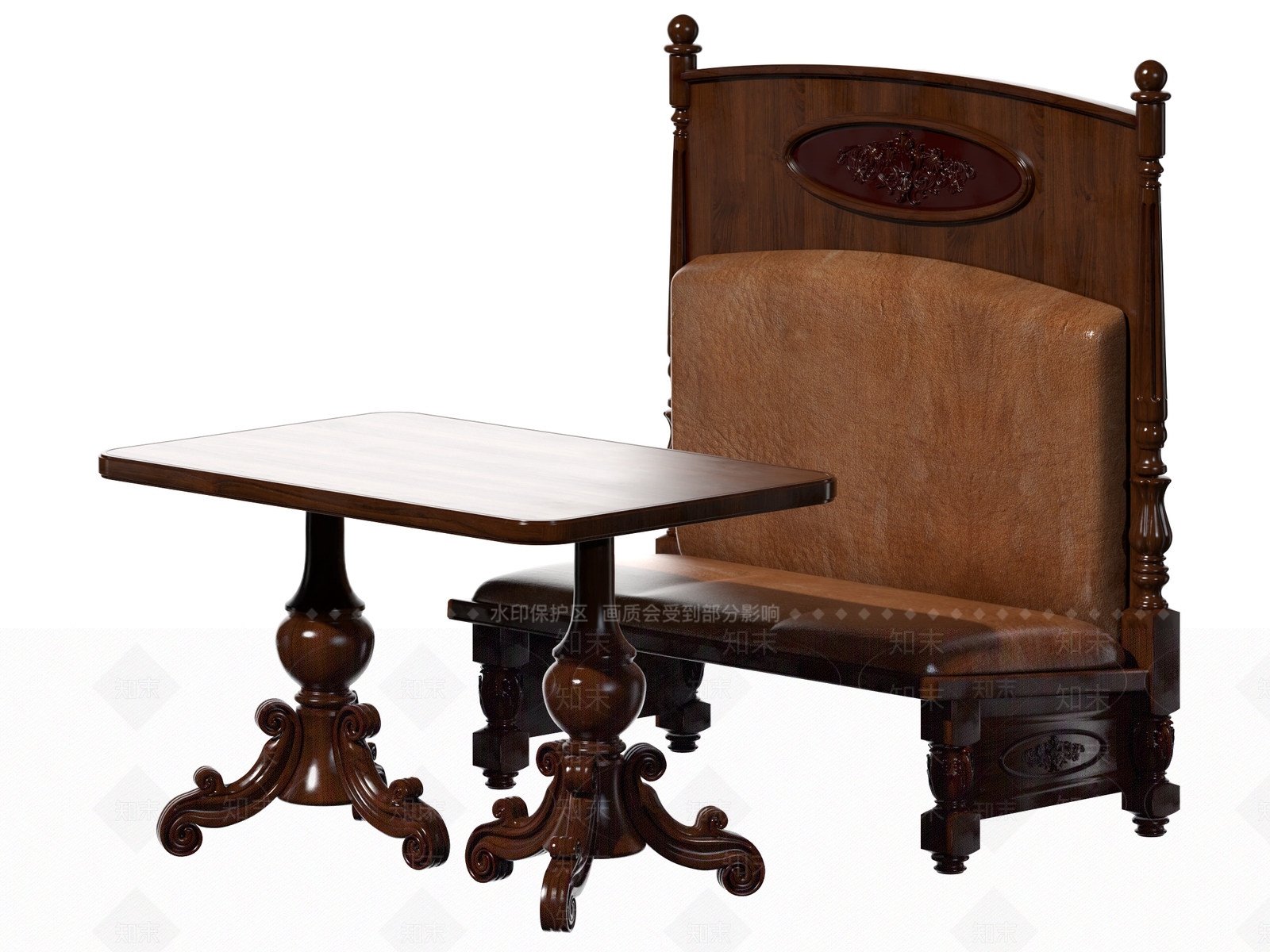 美式西餐厅卡座桌椅SU模型下载【ID:1158909540】