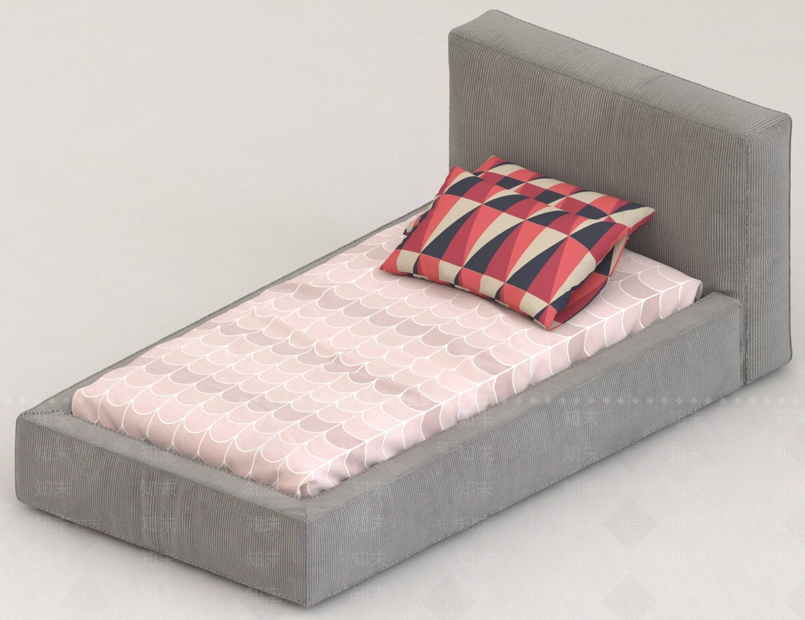 现代单人床3D模型下载【ID:1158917553】