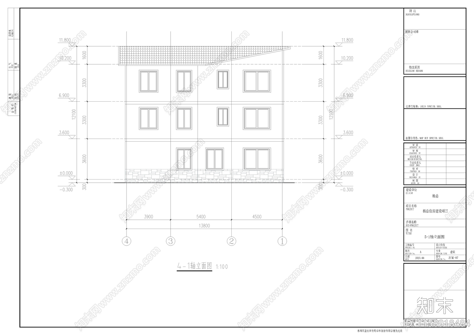 三层私人住宅自建房农村自建房cad施工图下载【ID:1158918484】