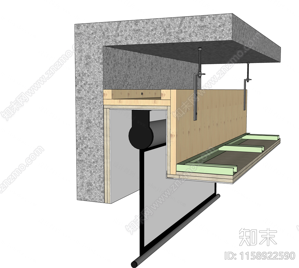 暗装式投影幕布施工图下载【ID:1158922590】