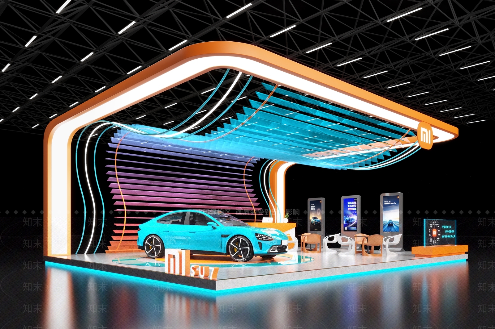 现代小米汽车展览3D模型下载【ID:1158927838】