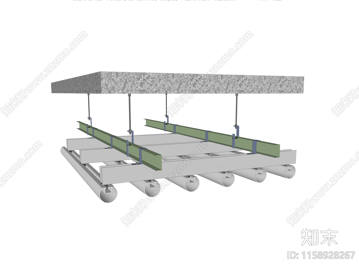 铝方通金属格栅及圆形金属格栅天花节点图施工图下载【ID:1158928267】