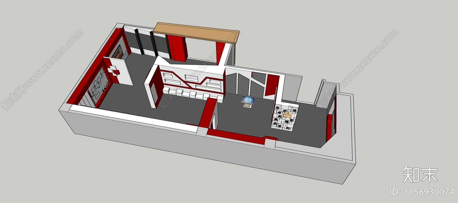 现代党建红色展厅SU模型下载【ID:1158930074】