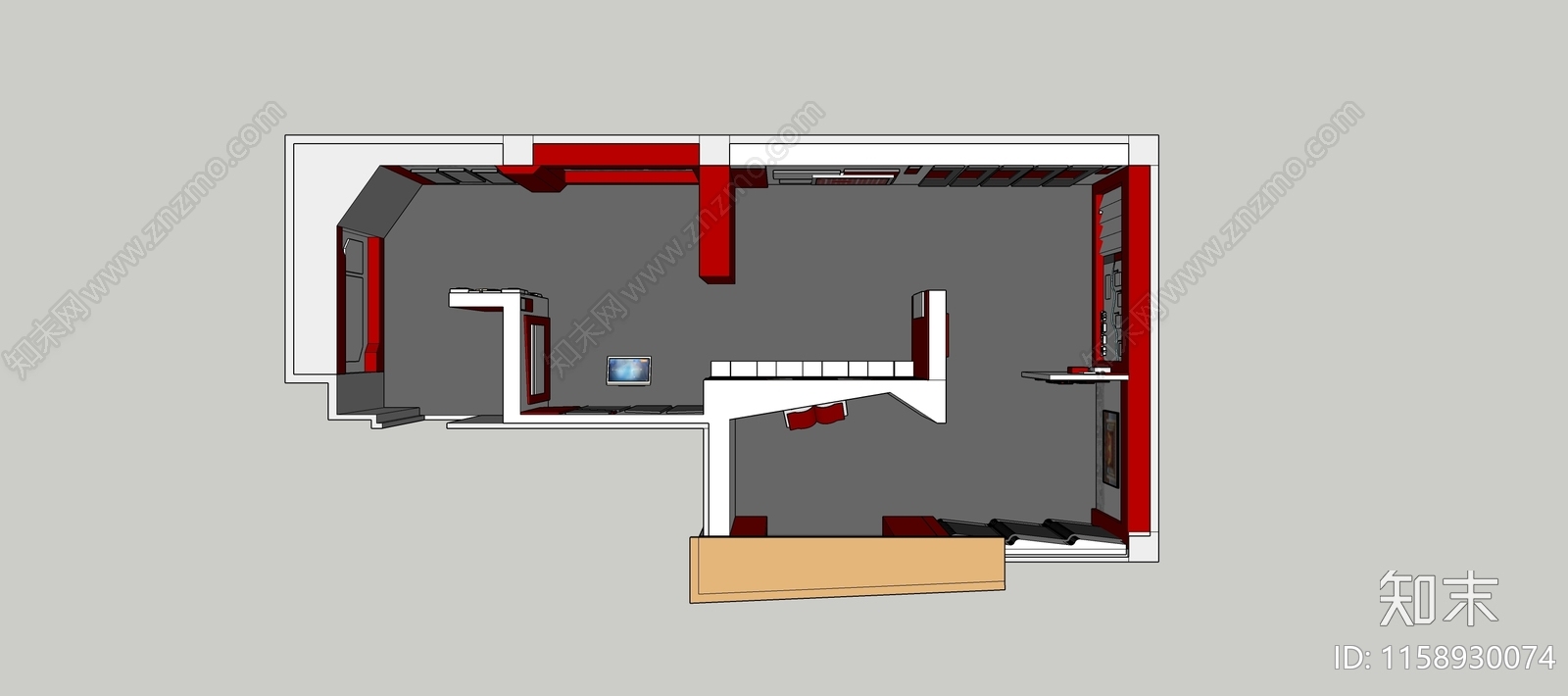 现代党建红色展厅SU模型下载【ID:1158930074】