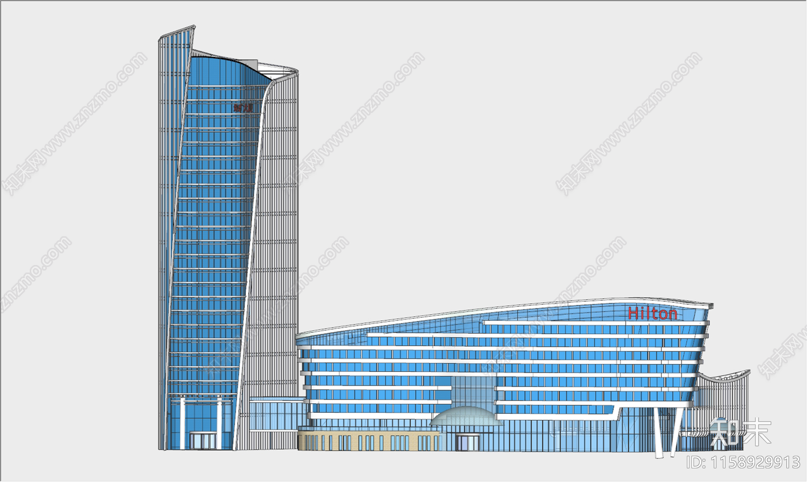 现代五星级酒店会议中心SU模型下载【ID:1158929913】