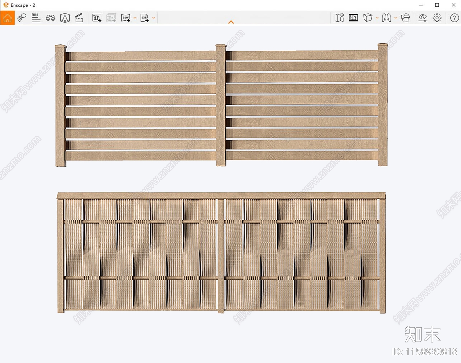 现代原木风栅栏SU模型下载【ID:1158930818】