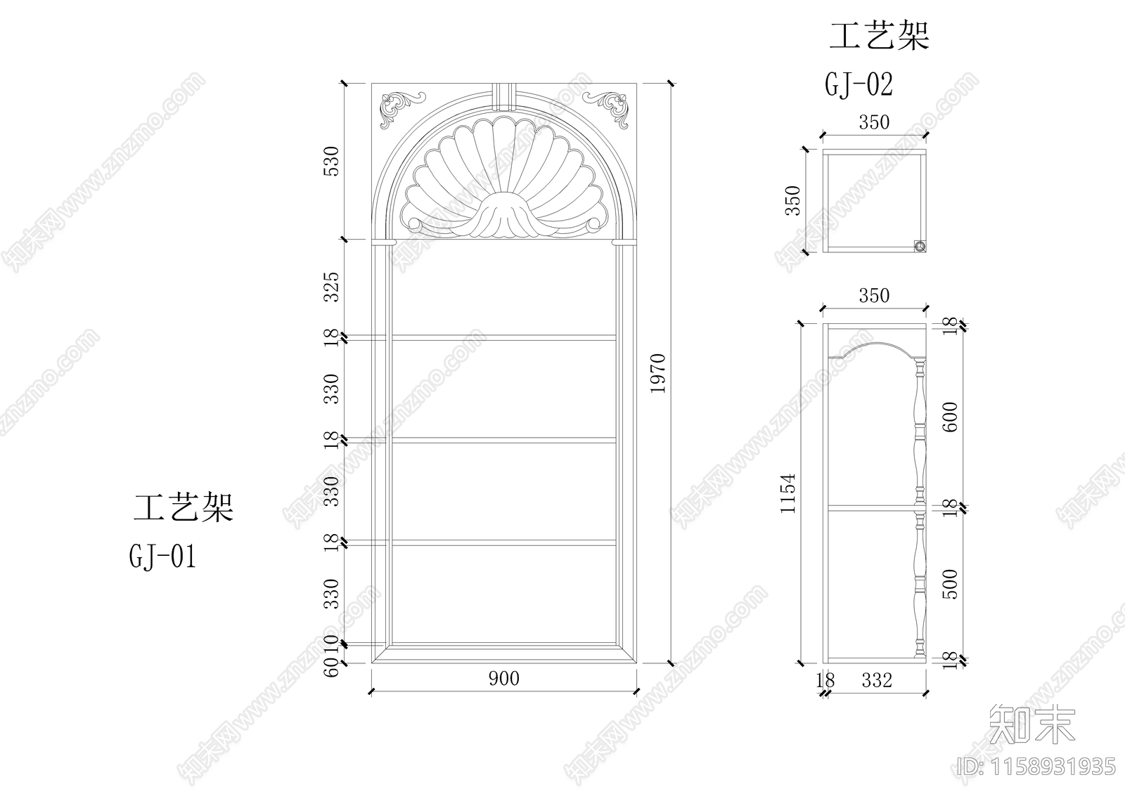 酒柜展示柜设计cad施工图下载【ID:1158931935】