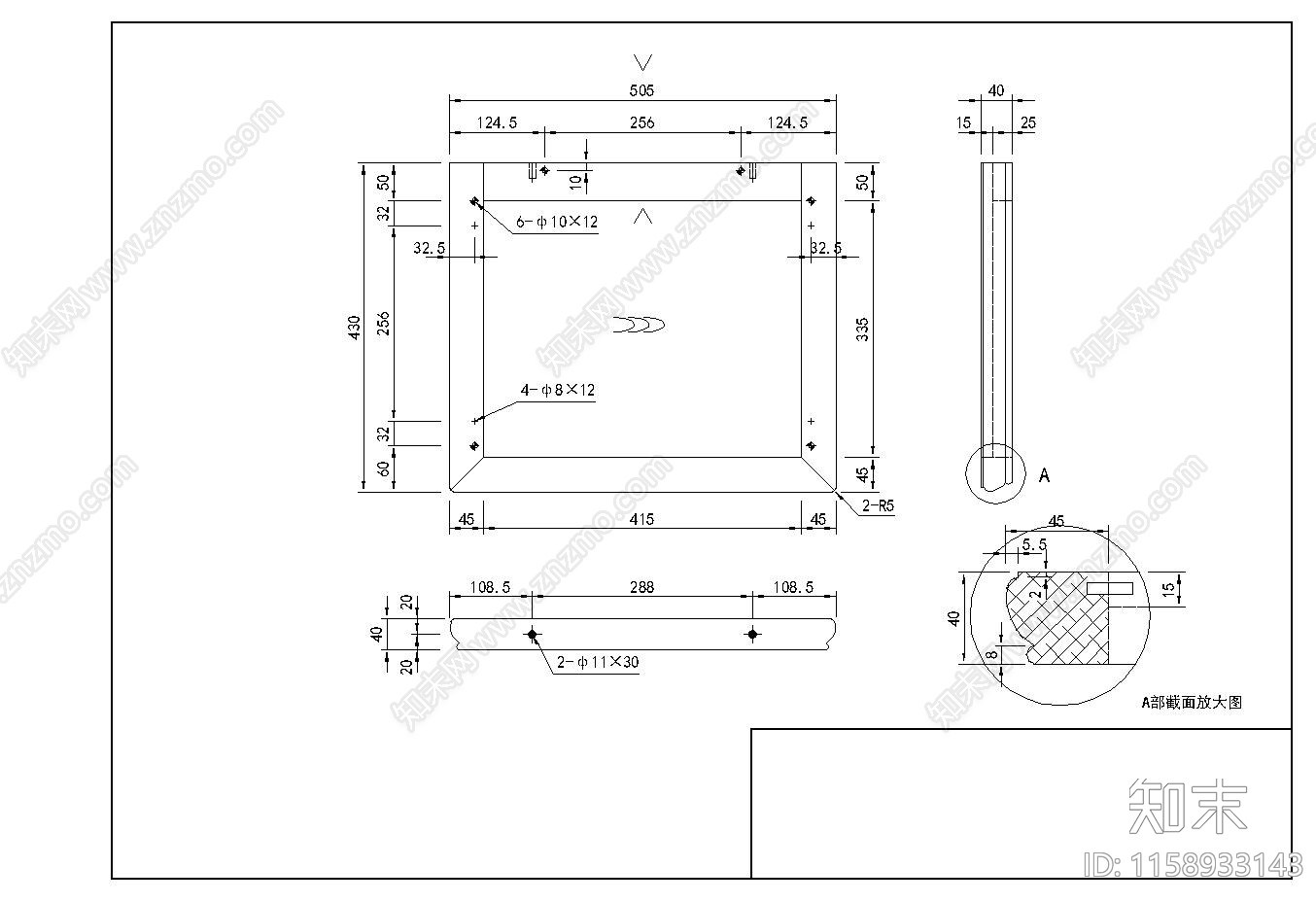 穿衣镜全套图cad施工图下载【ID:1158933143】