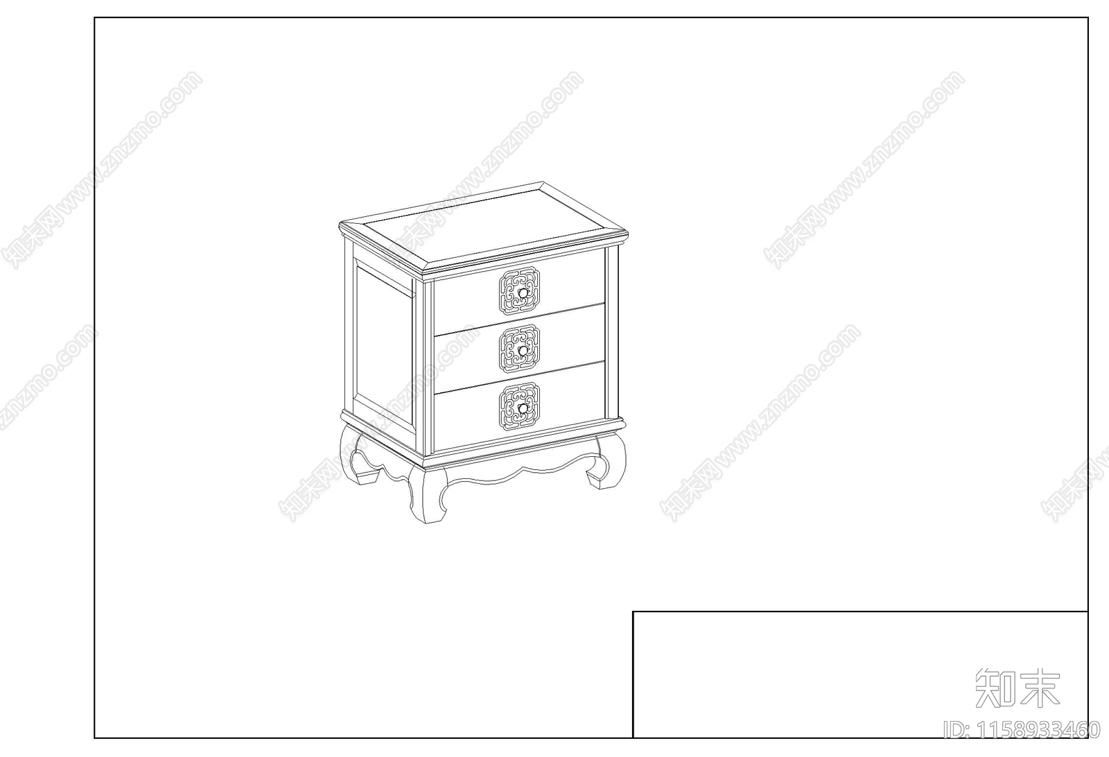 三斗柜排孔图cad施工图下载【ID:1158933460】