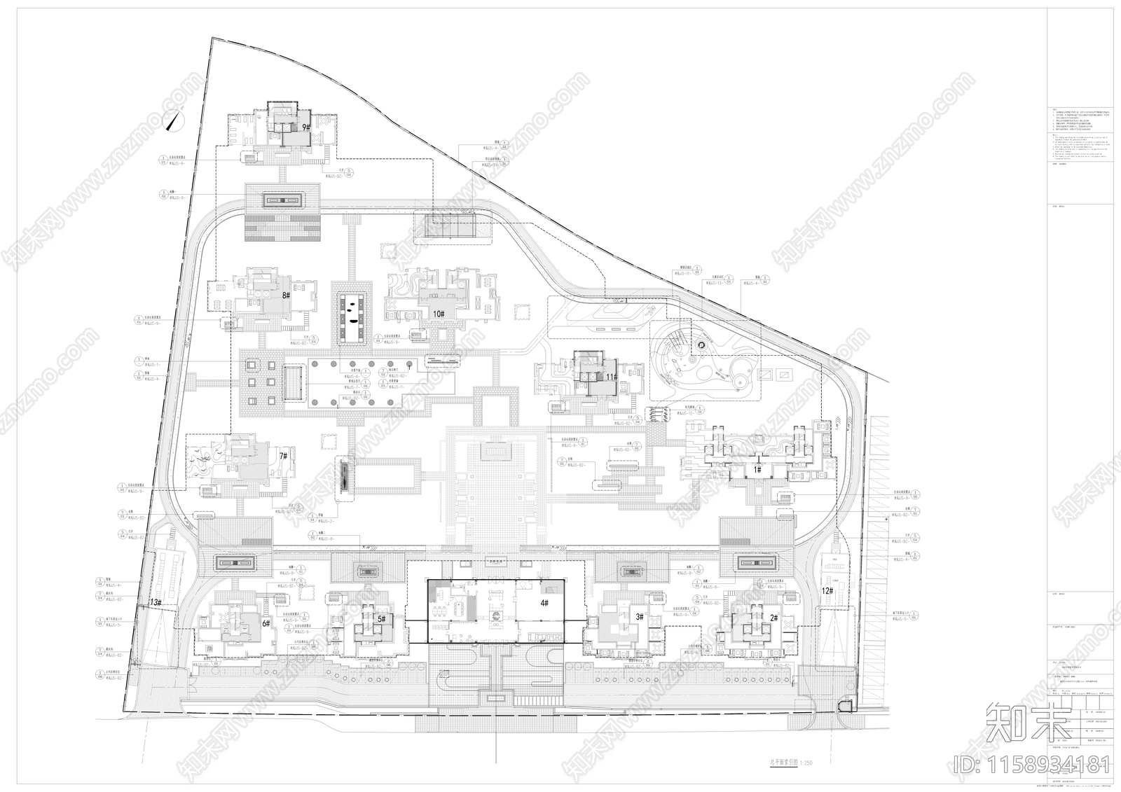 温州地产项目居住区景观cad施工图下载【ID:1158934181】