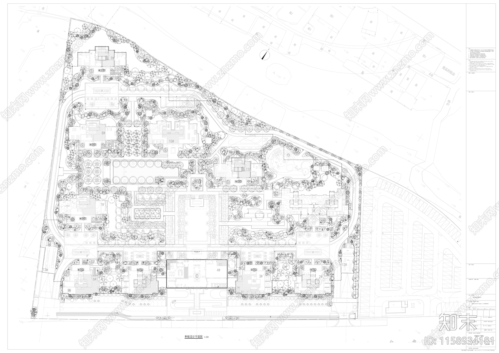 温州地产项目居住区景观cad施工图下载【ID:1158934181】