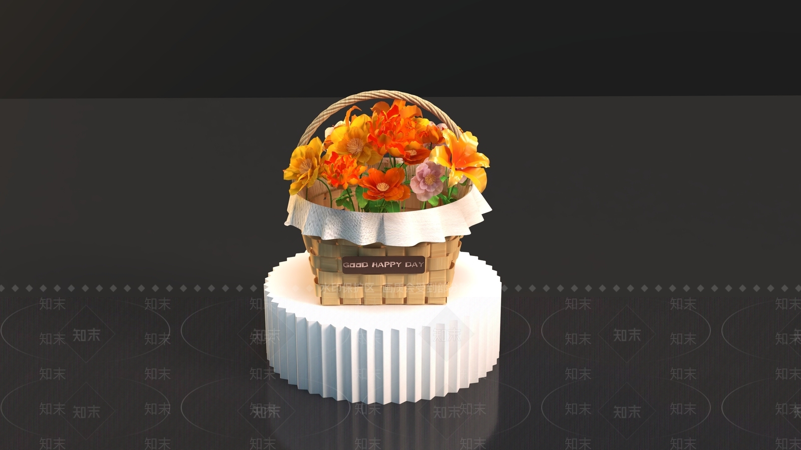 小清晰藤编花篮3D模型下载【ID:1158933981】