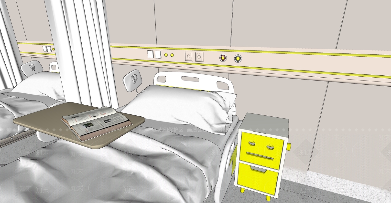 现代病房SU模型下载【ID:1158934881】