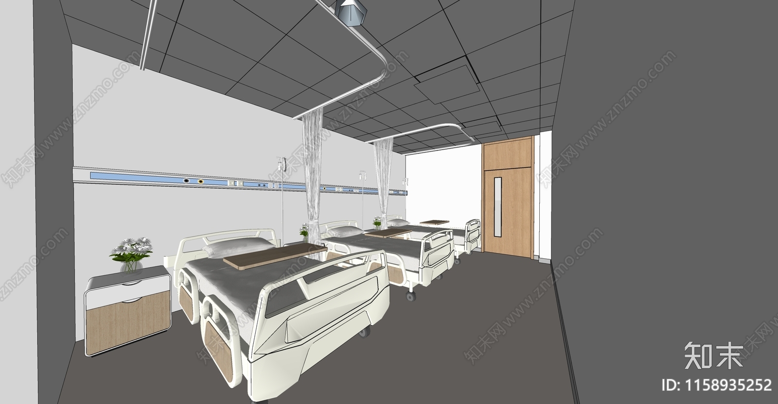 现代病房SU模型下载【ID:1158935252】