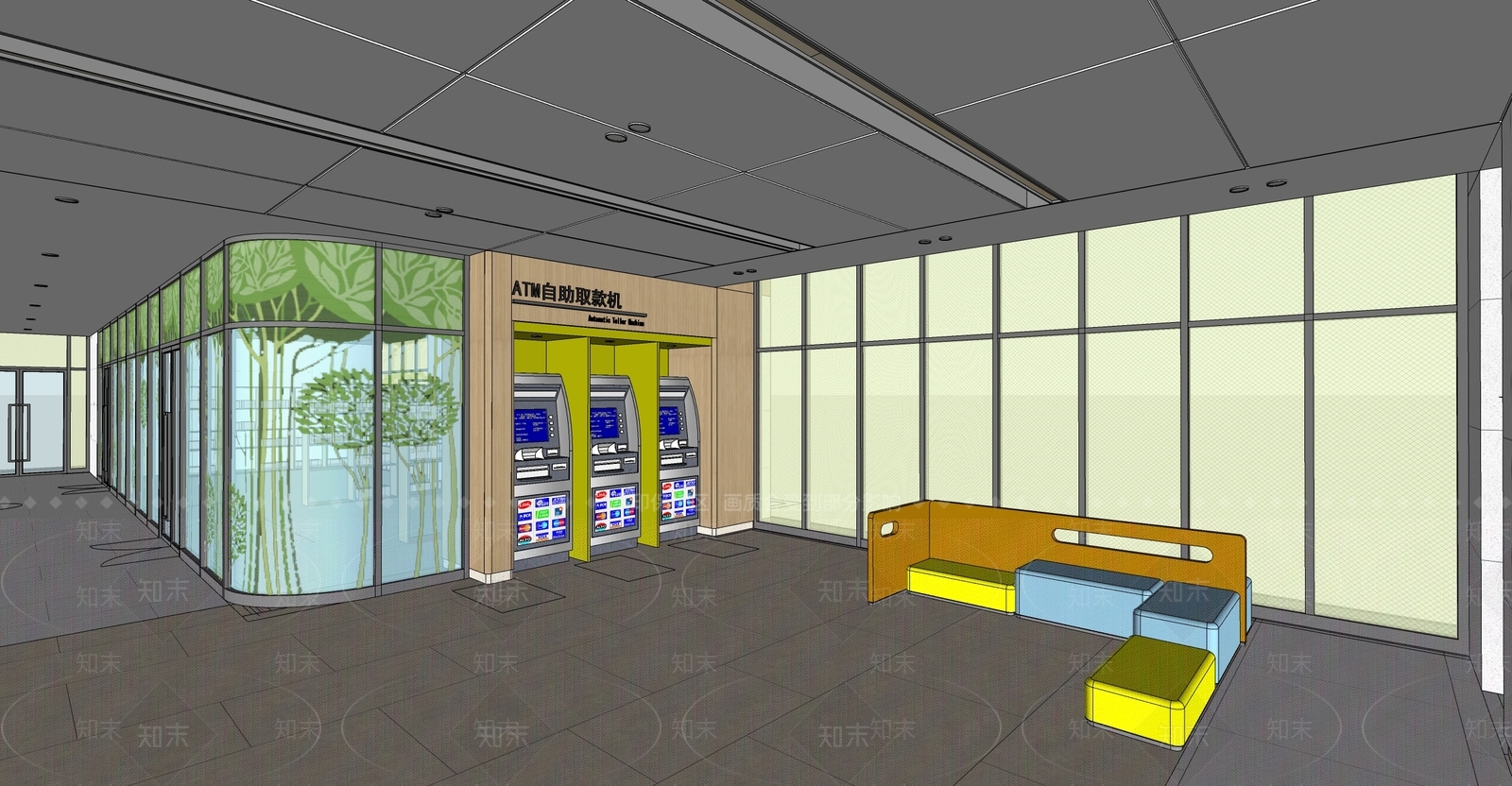 现代医院大厅SU模型下载【ID:1158936269】
