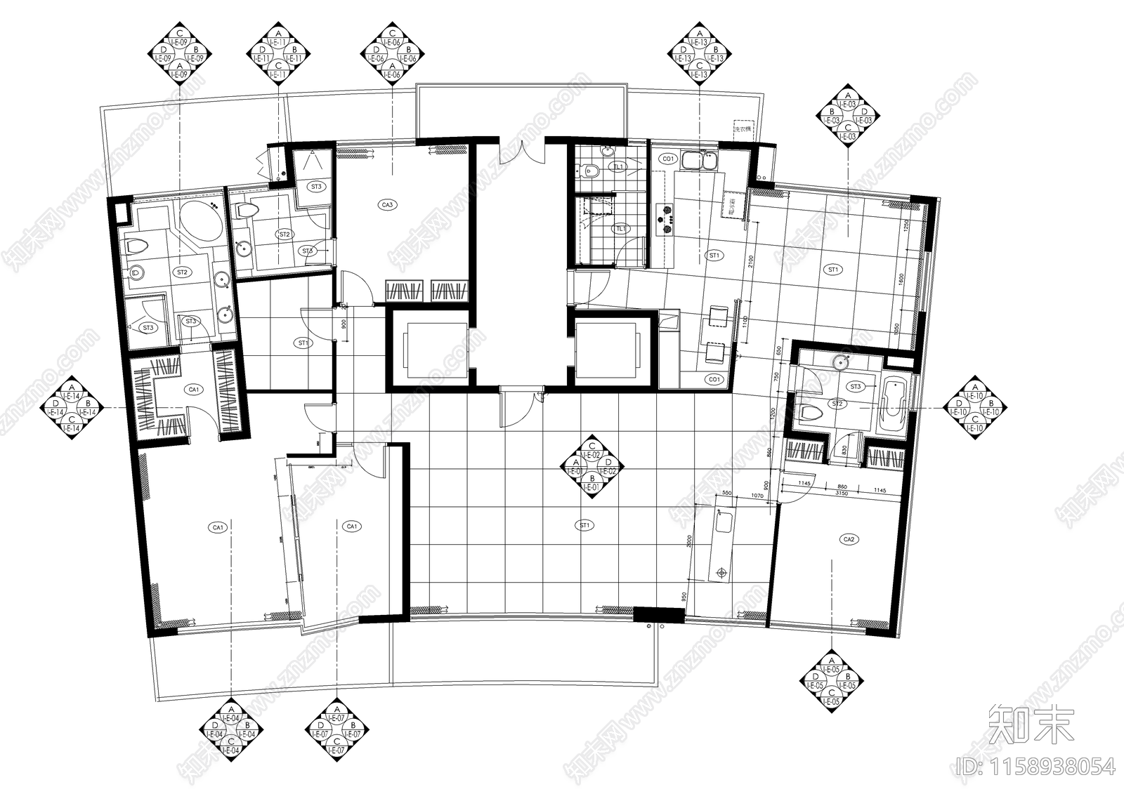 上海陸家嘴中央公cad施工图下载【ID:1158938054】