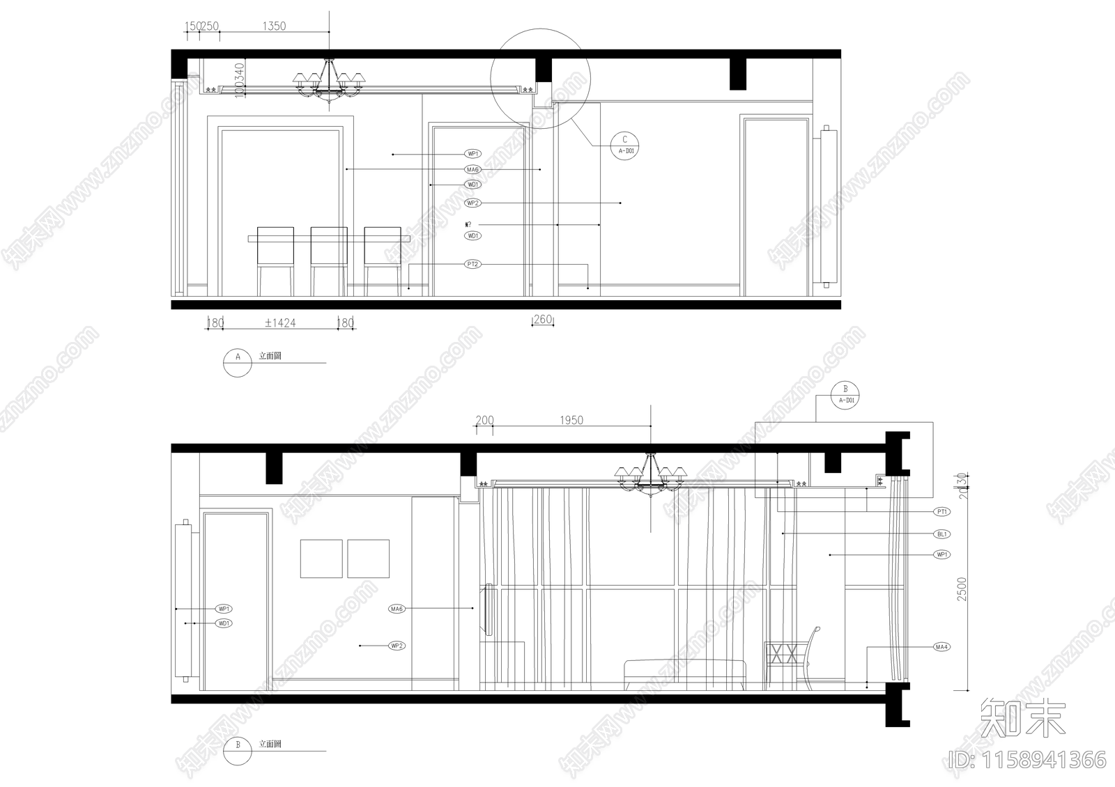 上海浦东滨江兰庭样板房cad施工图下载【ID:1158941366】