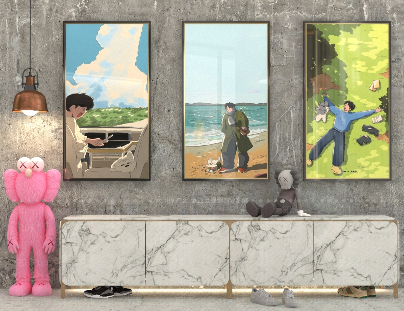 现代卡通挂画3D模型下载【ID:1158942104】