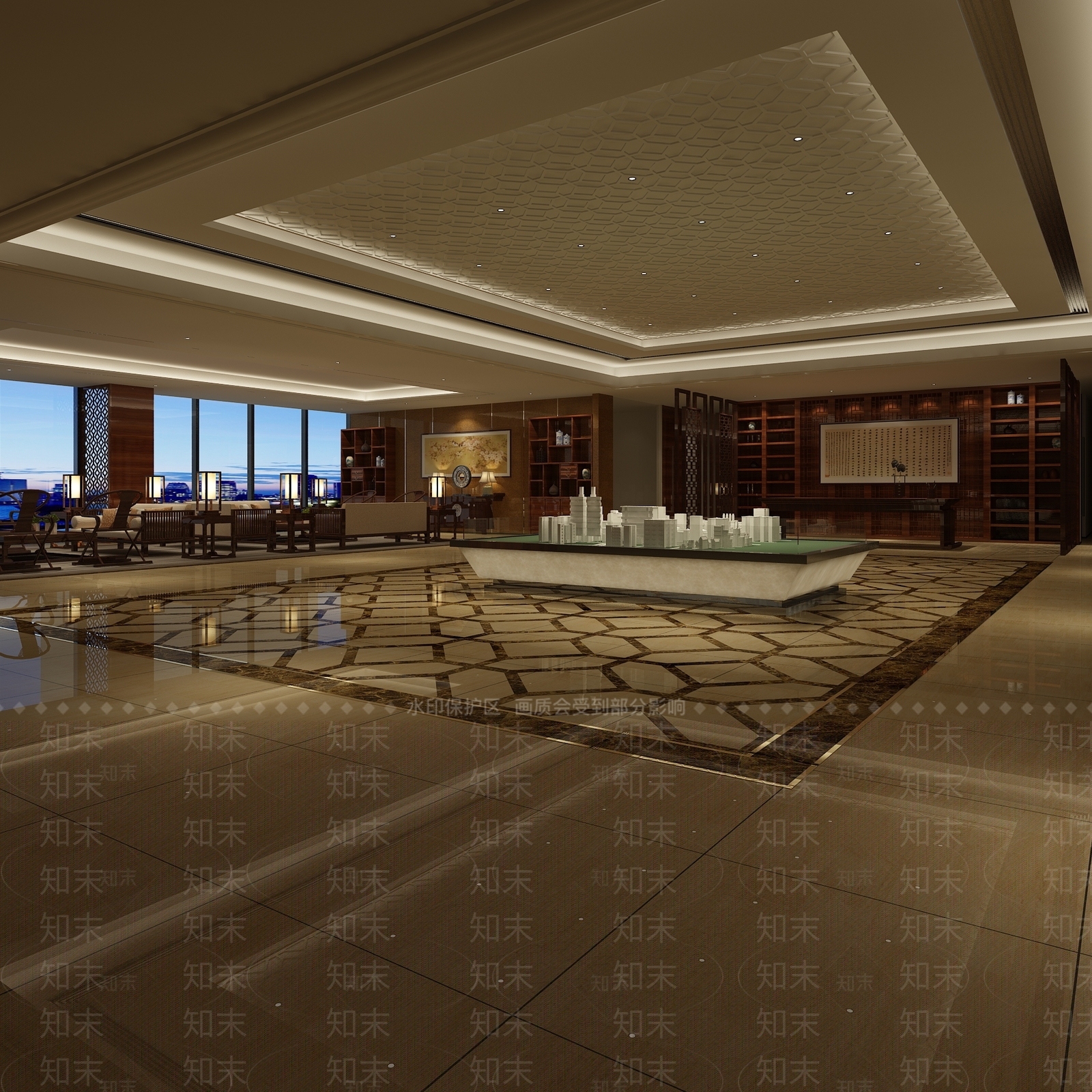 现代售楼部大厅3D模型下载【ID:1158943077】