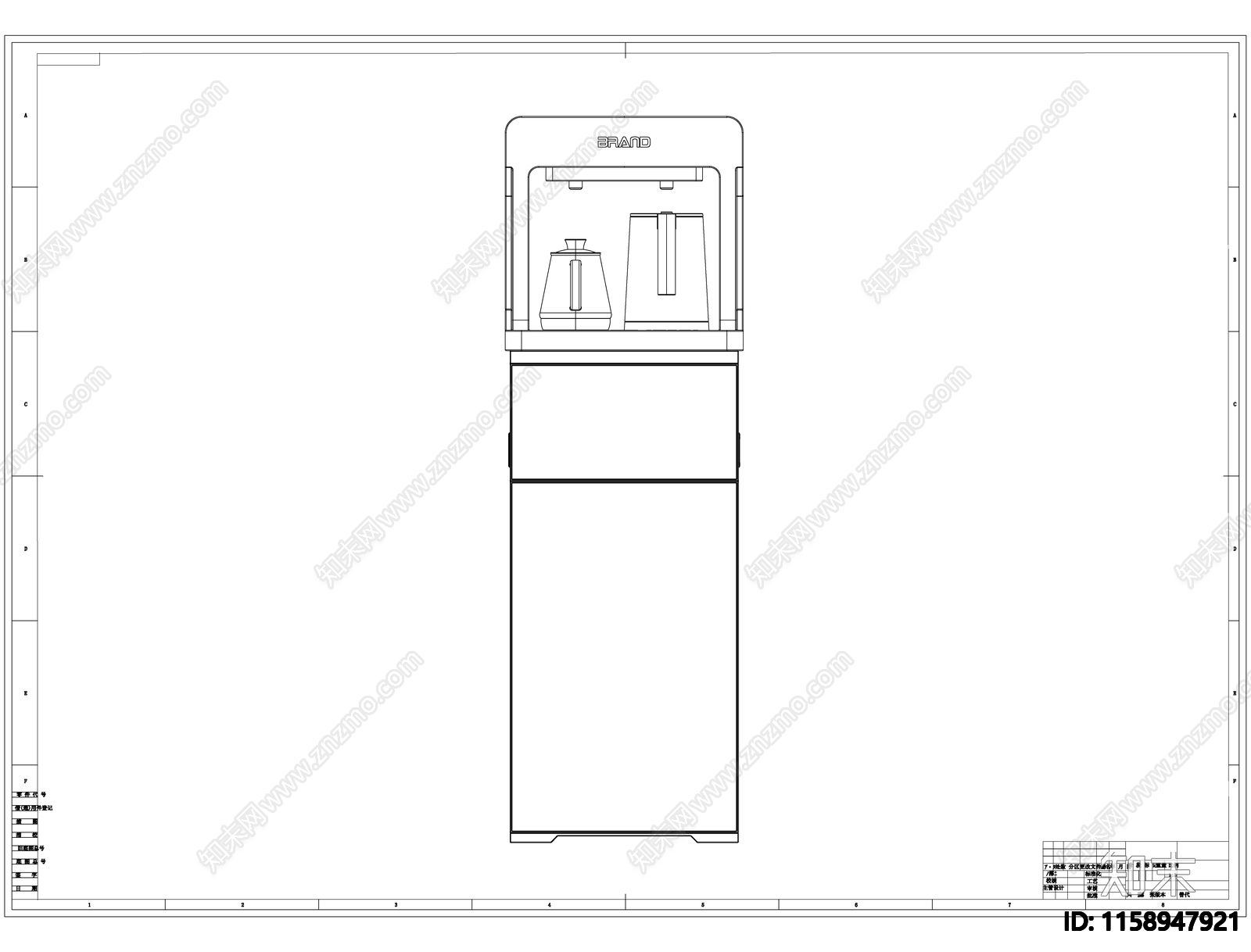 茶吧机线稿图设计cad施工图下载【ID:1158947921】