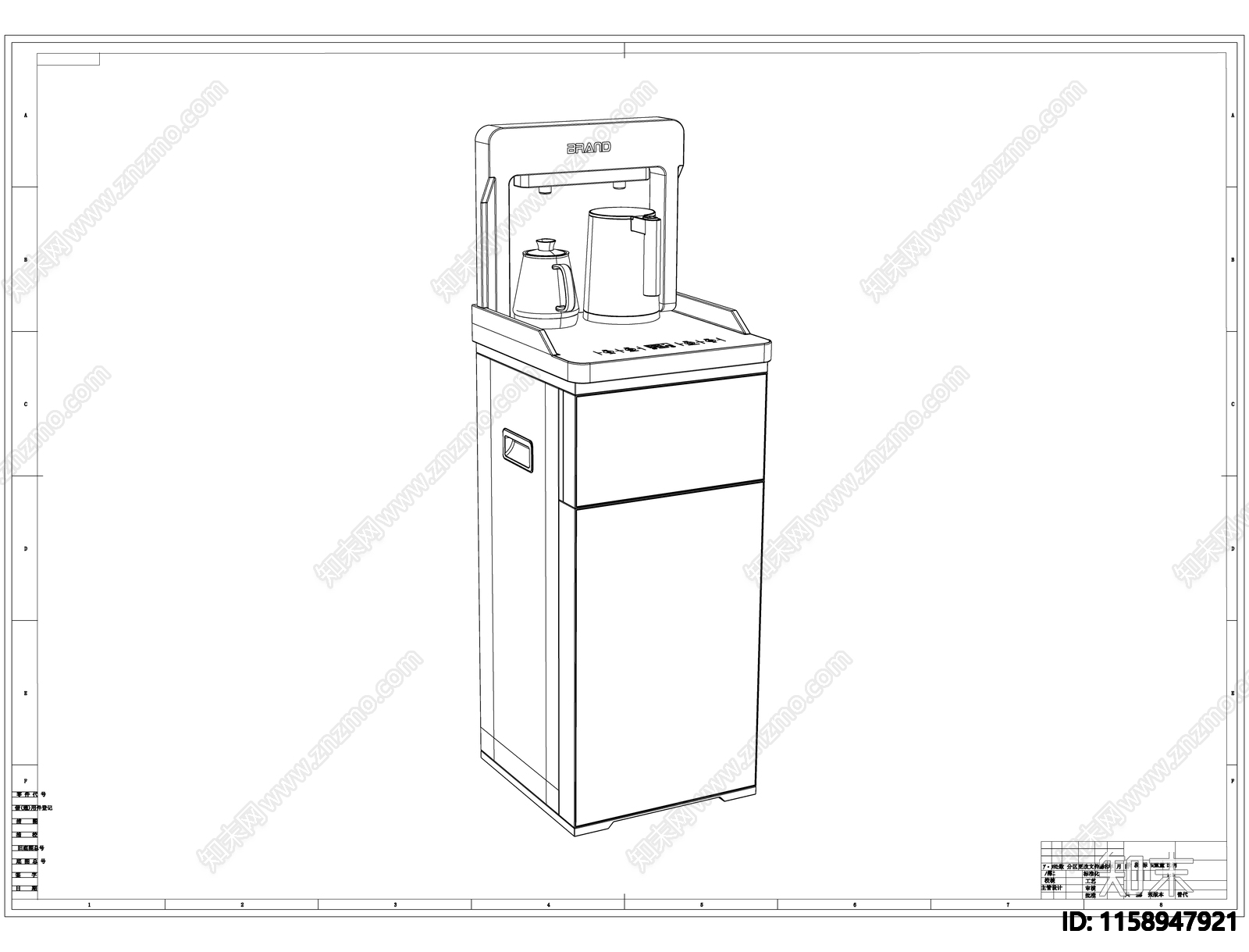 茶吧机线稿图设计cad施工图下载【ID:1158947921】